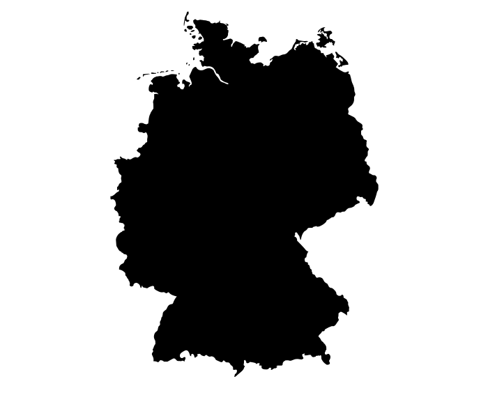 Black and white outline image of the map of Germany