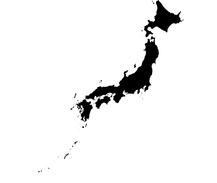 Black and white outline image of the map of Japan