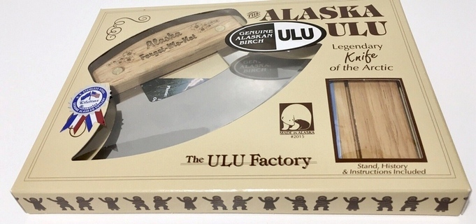 The ULU Factory knife in its presentation box for retail sale